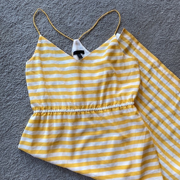 J. Crew Carrie Yellow White Stripe Silk MIDI Sundress Summer Dress - 10 - Picture 3 of 5